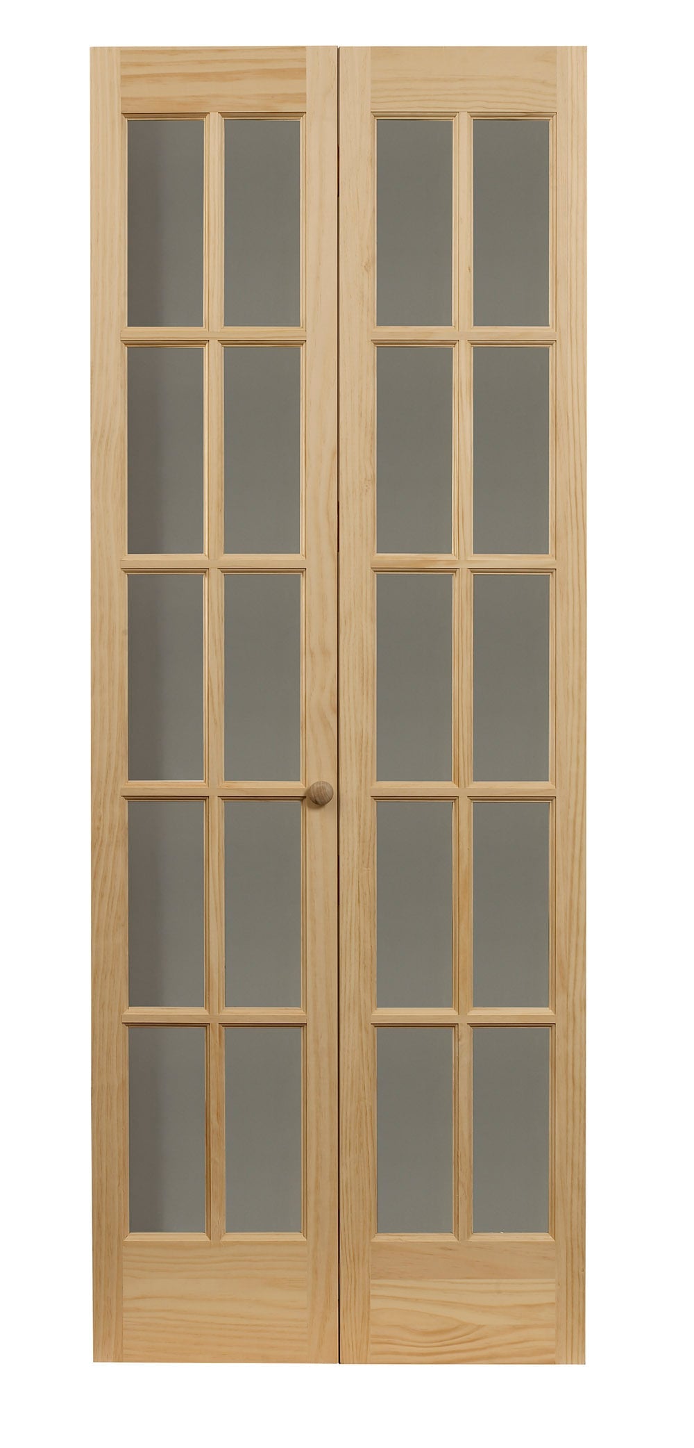 Pinecroft Williamsburg 24-in x 80-in Pine Wood 10-panel Clear glass Smooth Solid core Unfinished Pine Wood Closet Bifold Door ( Hardware Included )