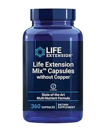 Life Extension Mixâ„¢ Capsules Without Copper, high Potency, Advanced Vitamin, Mineral, Fruit & Vegetable Formula, Vitamin B, C, D, E, for Whole-Body Health, Healthy Aging, Gluten-Free, 360 Capsules