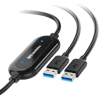 Cable Matters USB 3.0 Data Transfer Cable PC to PC for Windows, USB Transfer Cable in 6.6 ft - Easy Computer Sync Software Key Included, Works with Windows 11/10/8/7/Vista/XP, Compatible with PCMover