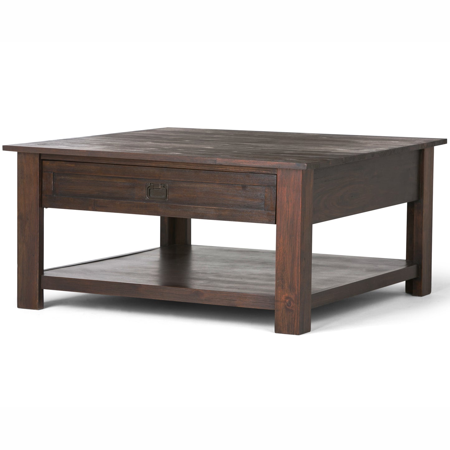 Simpli Home Rustic Wood Distressed Charcoal Brown Acacia 38-in W x 18.5-in H with Drawers Coffee Table