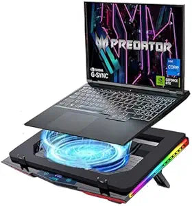 Cooling Pad for Acer Predator Helios Neo 16 Gaming Laptop, Cooler with Powerful Turbo Cooling Fan Can Fast Cooling CPU+GPU 40 C, Variable Speed,6 RGB Light Mode,Touch Control,LCD Screen
