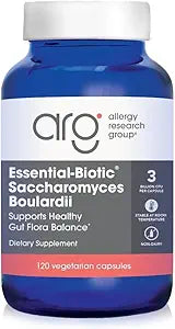 Allergy Research Group Essential-Biotic Saccharomyces Boulardii 450mg Probiotic Supplement - S. Boulardii Probiotic Yeast, Friendly Bacteria Establishment, GI Tract Support - 120 Count