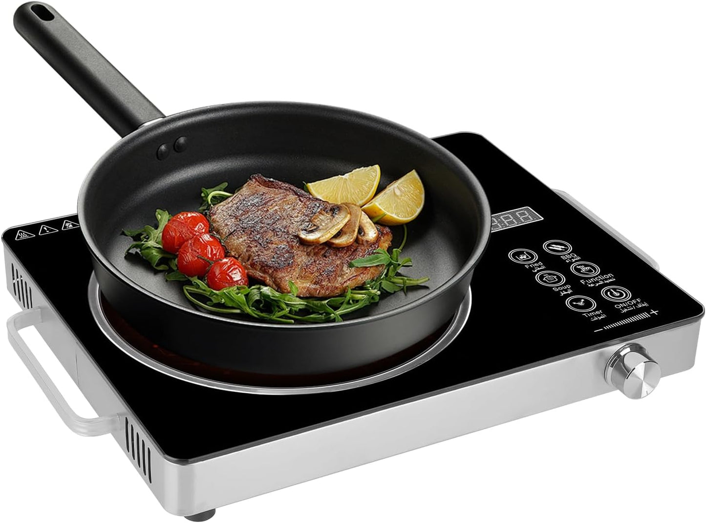 Single Burner Ceramic Cooktop - 3500W Electric Stove with 12 Power Levels, 0-3H Timer, Portable Handle & LED Display