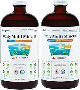 LIQUIDHEALTH Daily Multi Mineral Liquid Supplement with Fulvic Acid, Plant Based Ionic Aquamin Sea Trace Ocean Minerals - Immune Support, Energy, Gut Health, Detox - Made in USA, Vegetarian (2 Pack)