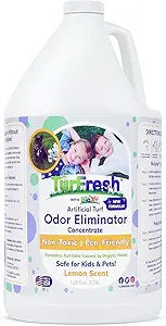 TurFresh BioX Artificial Turf Odor Eliminator Yard Deodorizer for Dog Urine & Feces Natural Concentrate Outdoor Cleaner Safe for Kids & Pets 1 Gallon Lemon Scent