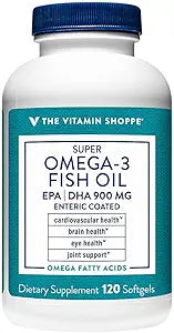 The Vitamin Shoppe Omega 3 Fish Oil 1290MG EPA DHA - Heart Health, Brain Function & Joint Support, Molecularly Distilled (120 Softgels)