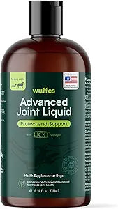 Wuffes Advanced Joint Liquid for Dogs, Hip & Joint Support Supplement with Glucosamine, Chondroitin, UC-II Collagen, and MSM, for Small & Large Breeds, 16 Oz