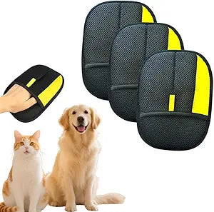 Electrostatic Pet Hair Removal Gloves: Quick Wiping - Reusable & Washable for Sofa Clothing Pet Beds Effortless Cats & Dogs Hair Remover for Busy Pet Owners (3pcs-Black)