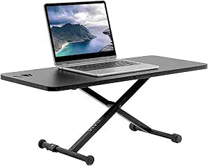 VIVO Black Small Single Top 28 inch Standing Desk Converter, Tabletop Sit to Stand Monitor Riser with Scissor Lift Height Adjustment, DESK-V011F