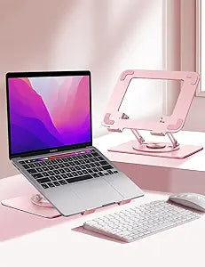 Vaydeer Adjustable Laptop Stand for Desk,Computer Stand Riser with 360° Free Rotation Base and Foldable Design Ergonomic Laptop Riser Fits for MacBook,Dell, HP and More 10-15.6†Laptops (Pink)