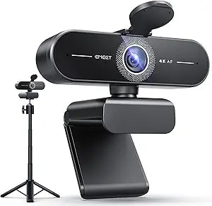 EMEET C60E 4K Webcam with Tripod, Streaming Camera with PDAF Autofocus, Dual Microphones, Auto Light Correction, 73 FOV, Plug & Play USB Webcam for Live Streaming, Gaming & Real-Time Interaction
