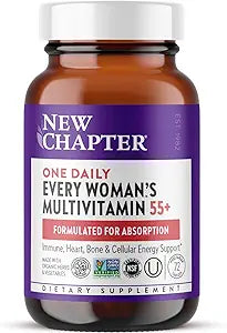 New Chapter Women’s Multivitamin 55+, Astaxanthin, B6, B12, D3, Vitamin C & Zinc, Immune, Heart, Cellular Energy, and Bone Support, Gentle on The Stomach, One Daily, Non-GMO, Gluten-Free, 72 Tablets