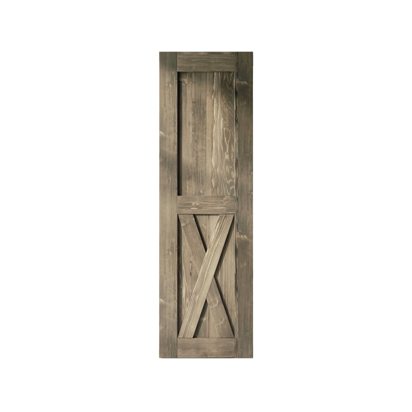HOMACER 28-in x 84-in Classic Gray Prefinished X-frame Pine Wood Solid core Single Barn Door (Hardware Not Included)