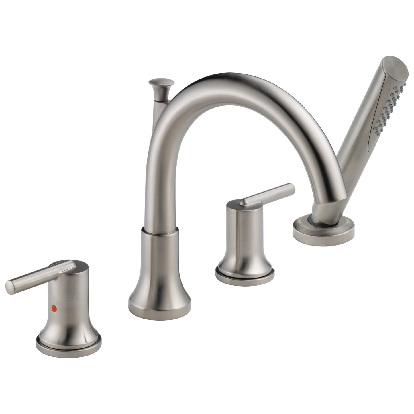 Delta Trinsic Stainless Steel 2-handle Deck-mount Roman Mid-arc Bathtub Faucet with Hand Shower