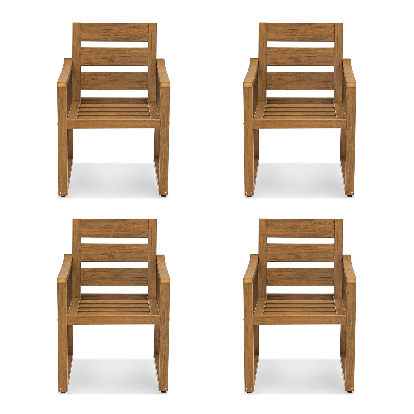LUE BONA Set of 4 Stackable Teak HDPE Frame Stationary Dining Chair with Slat Seat