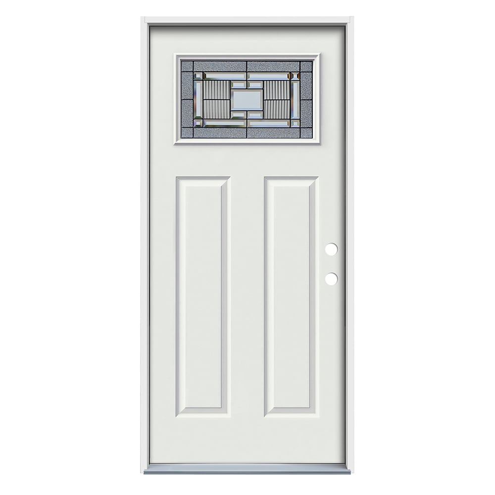 RELIABILT Layton 36-in x 80-in x 4-9/16-in Steel 1/4 lite Left-hand inswing Primed Prehung Front Door Insulating core