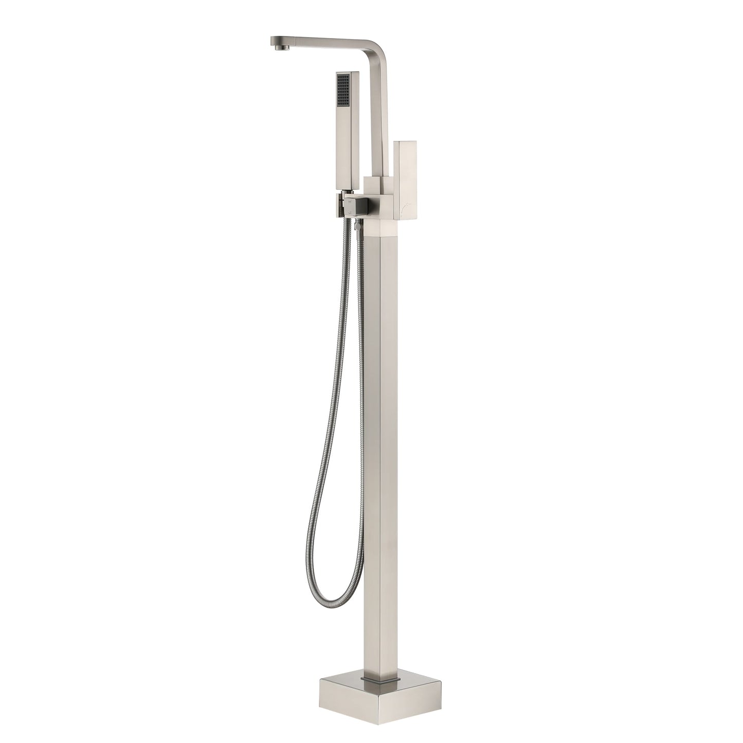 Mondawe Brushed Nickel 1-handle Freestanding High-arc Bathtub Faucet with Hand Shower ( Valve Included )
