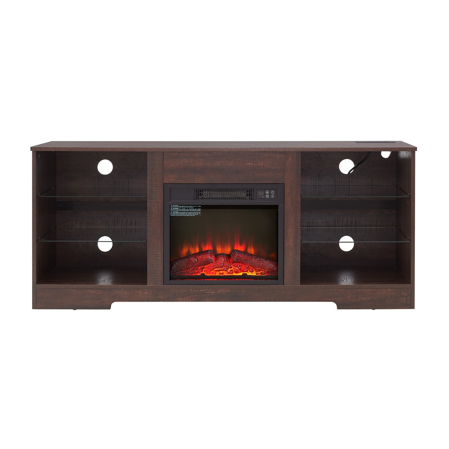 SINOFURN 57.9-in W Espresso TV Stand with Fan-forced Corner or flat wall with Remote Control Included