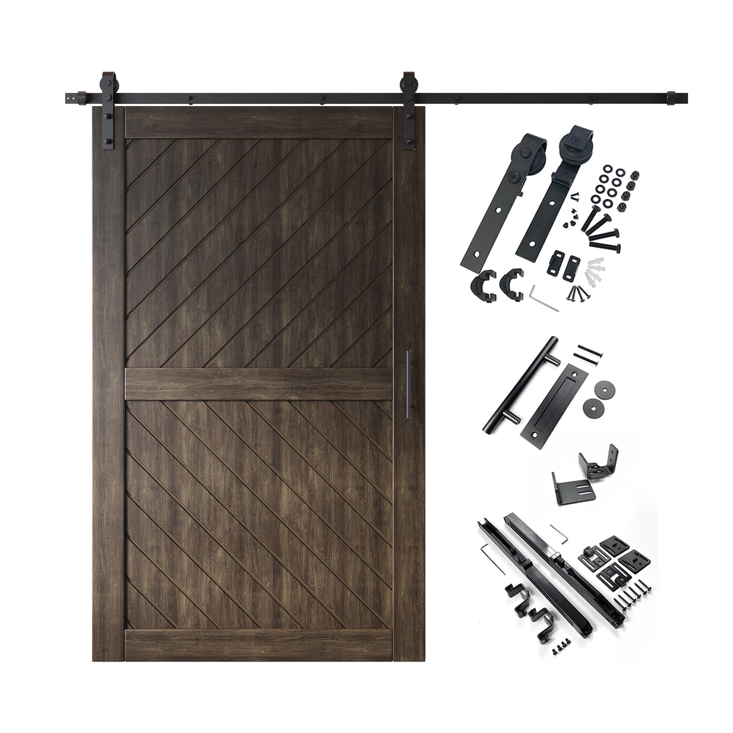 HOMACER 48-in x 80-in Ebony Prefinished Non-standard Pine Wood Solid core Single Barn Door (Hardware Included)