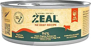 ZEAL New Zealand Wet Cat Food High Protein, Grain-Free with Superfoods (Beef, 3.17oz Can, 24-Pack)
