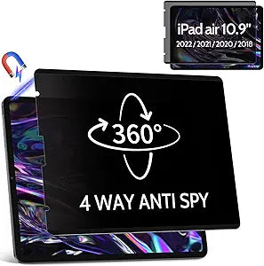 360 Magnetic Privacy Screen for iPad Air 5th 4th Generation 10.9 inch & iPad Pro 11'(2018-2022), 4 Way Privacy Removable Anti Glare Blue Light Filter Shield Film Anti Spy Protector