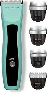 Professional Cordless Pet Trimmer for Dogs & Cats Rechargeable Grooming Clipper with Detachable Metal Blade, Low-Noise Motor, Includes 3/6/9/13mm Metal Blade Kit (Green)