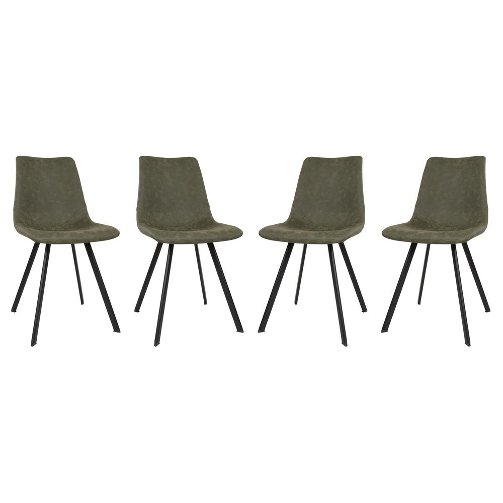 Leisuremod Markley Modern Leather Dining Chair With Metal Legs Set of 4
