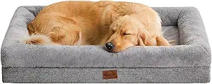 BFPETHOME Orthopedic Dog Bed for Large Sized Dogs Washable Dog Couch Bed with Bolster Sides, Removable Waterproof Cover, Non-Slip Base, Comfortable Pet Bed for Better Sleeping