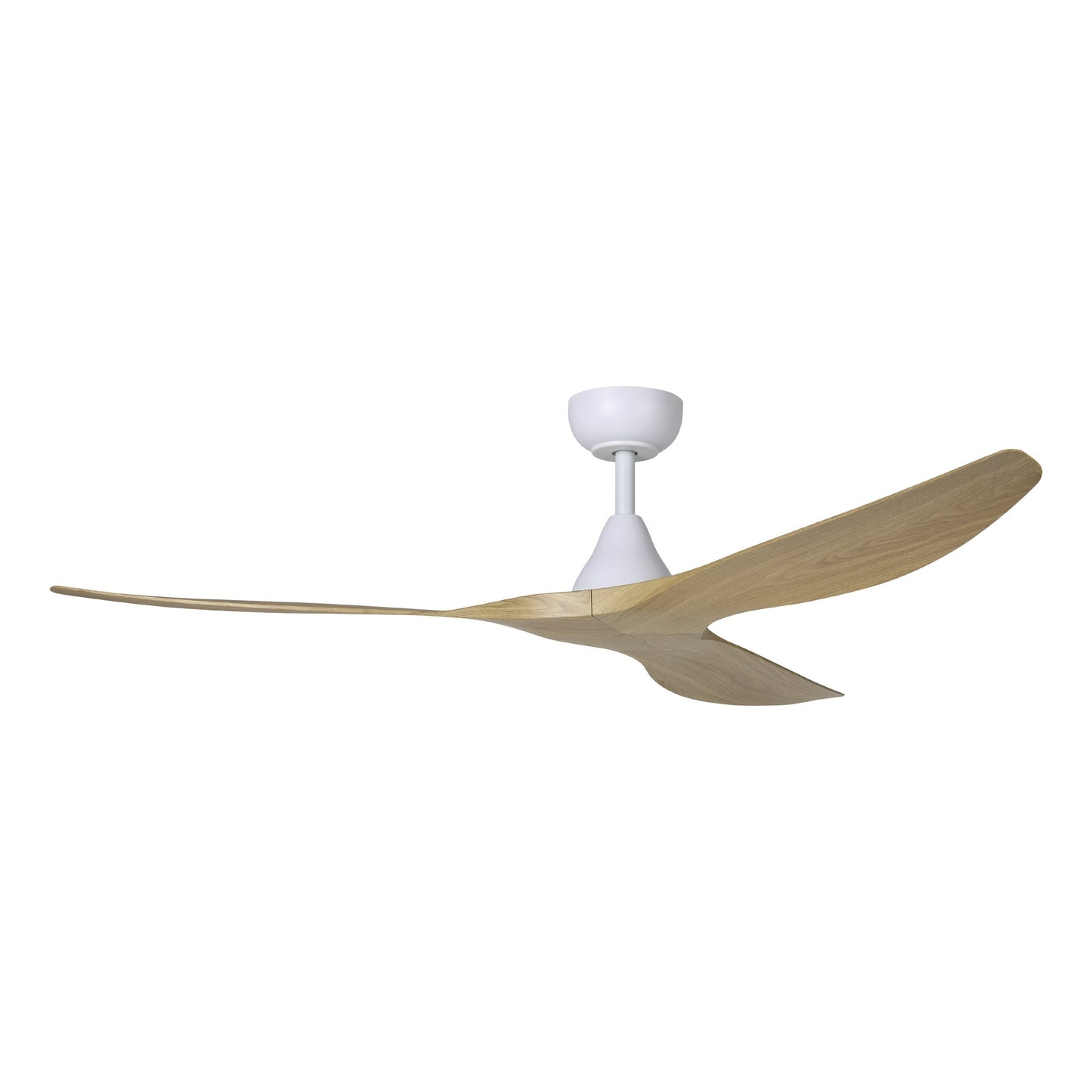 EGLO Surfline 60 White with Coastal Oak Blades Ceiling Fan Without Light - Remote Included ( 3 -Blade )