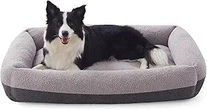 FURTIME Washable Dog Bed Large Sized Dogs, Washable Comfy Fluffy Large Dog Bed, Removable Zipper Cover Machine Wash, Soft Orthopedic Bed Durable Pet Cuddler with Anti-Slip Bottom, 36'x27'x8', Grey