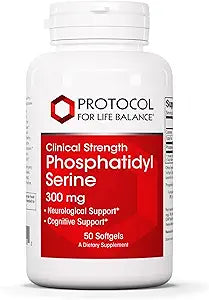 PROTOCOL FOR LIFE BALANCE Phosphatidylserine 300mg - Supports Brain Functions & Memory Health* - Phosphatidylserine Supplement - Keto Friendly & Egg Free - 50 Softgels