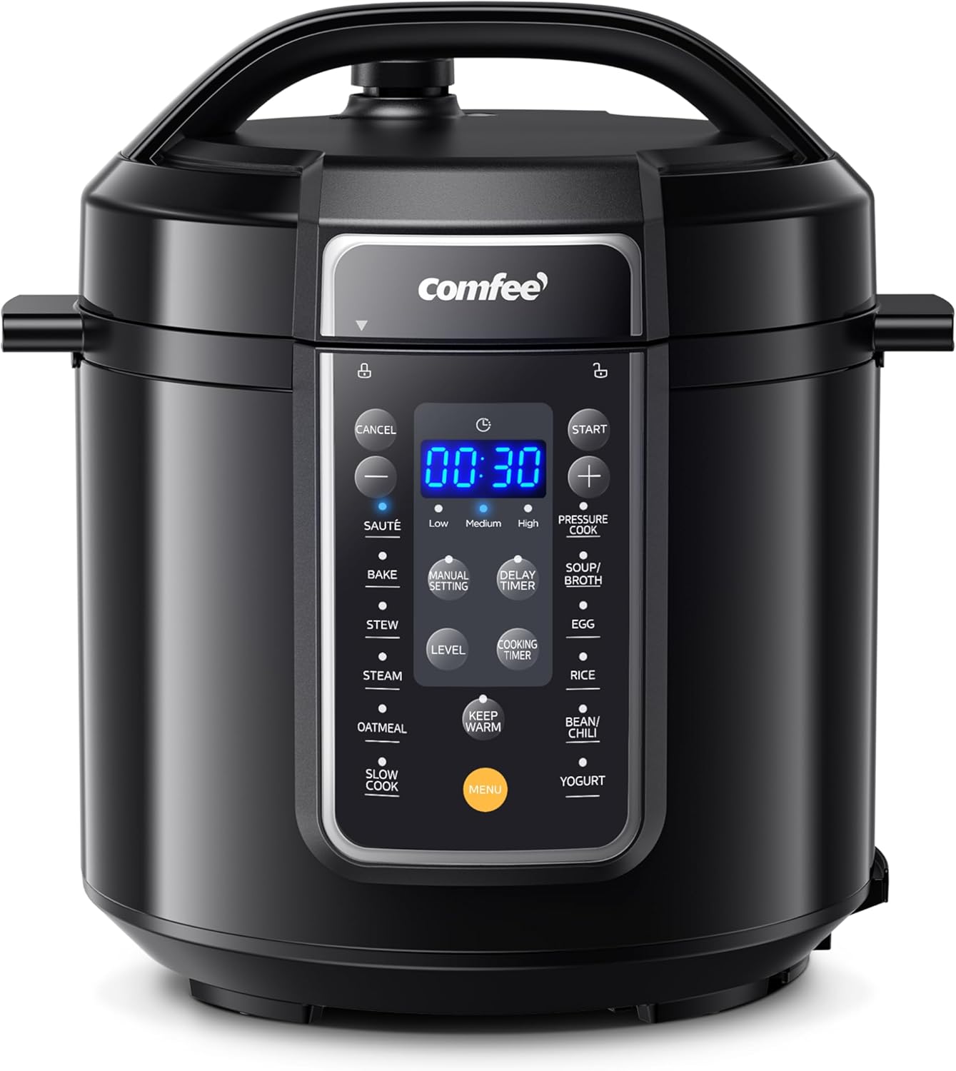 COMFEE' 9-in-1 Electric Pressure Cooker, 14 Presets Instant Multi Cooker Olla de Presion Non-Stick Pot Yogurt Maker Rice Cooker Slow Cooker Saut Steamer 6 Quarts Black