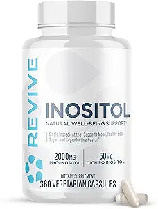 Revive MD Inositol Supplement for Men & Women - Mood Support, Hormonal Balance & Reproductive Health - Vegan-Friendly, Gluten-Free - 360 Vegetarian Capsules - 180 Servings