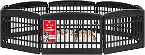 IRIS USA Dog Playpen 24' 8-Panel Dog Playpen Large Puppy Playpen Indoor, 83.5 x 83.5 x 24, Spacious Dog Play Pen Indoors for Multiple Puppies/Small Dogs, Pet Fence, Black