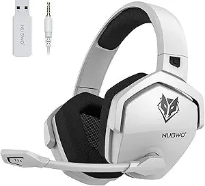 NUBWO Wireless Gaming Headset with Mic for Ps5 Ps4 PC, Zero Interference, 100-Hour Battery All-Day Play, 23ms Sync for Fortnite & Call of Duty/FPS Gamers, Triple Mode All Devices Compatible - White