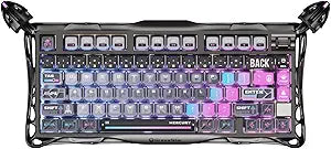 GravaStar Mercury K1 Pro Wireless Mechanical Gaming Keyboard, 75% Layout RGB Custom Keyboard, Electroplated Glossy Frame, Hot-Swappable Linear Switches Cyberpunk Edition