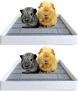 PODOO Rabbit Litter Box Training Potty Tray for Guinea Pig & Small Pets Spacious Grid Pan with Low Entrance, Easy-Clean & Odor-Resistant Helps Keep a Clean Cage and Reduce Mess