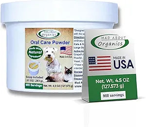 Dog or Cat Oral Care Powder Tartar and Plaque Remover, Pet Dental Cleaning Powder for Oral Hygiene and Fresh Breath, Teeth Cleaner 900 Servings, Large Size - 127g