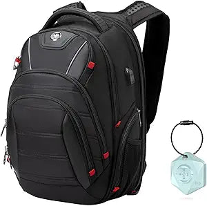 Swissdigital Design Travel Backpack for Men with Finder color random , TSA Friendly USB Charging RFID Protection Business Backpack Fits 15.6' Laptops Black | J14BT013-BR