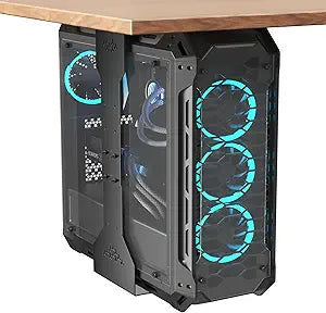 PUTORSEN Under Desk PC Mount, 7.9-13.4’’ Width Adjustable Computer Tower Stand, up to 77 lbs, with Protective Mats, for Mid/Mini-Tower Case in Office,Gaming, Laboratory and Home, Black