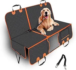 PetJoy Dog Car Seat Cover with Hammock Design 600D Heavy Duty Waterproof & Scratch-Resistant Rear Seat Protector for Dogs, Non-Slip Back Seat Covers for Cars, Trucks, SUVs