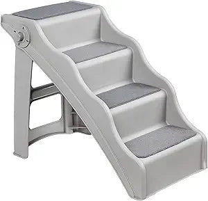 Amazon Basics Foldable Non-Slip Pet Stairs, Steps for Dogs and Cats, 14.6'' W x 22.75'' D x 19.5'' H, Grey