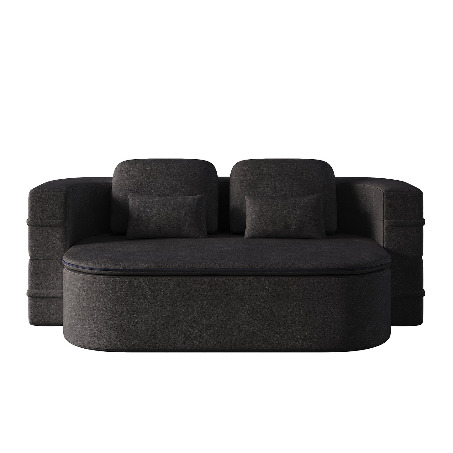 Bybafun Black Casual Chenille Sofa bed