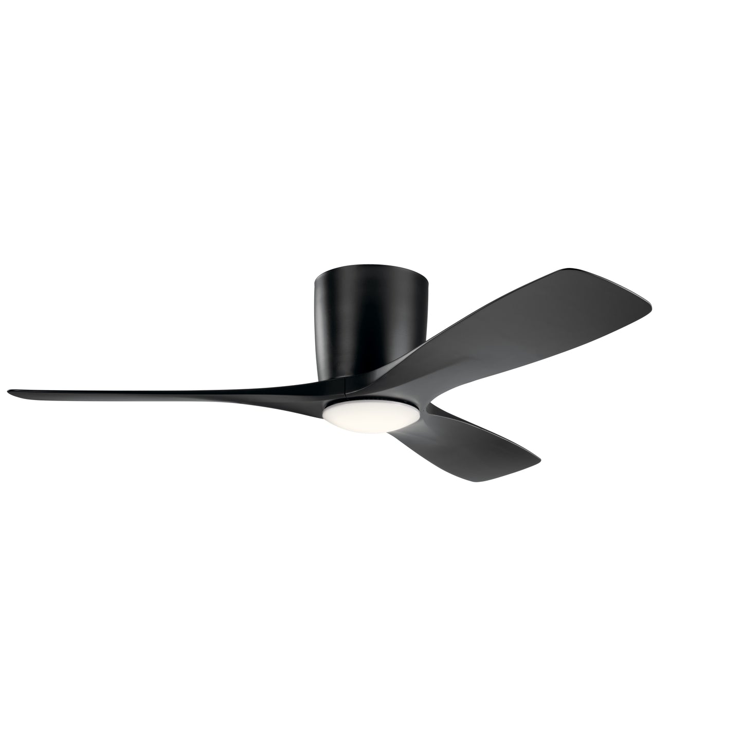 Kichler Volos 48-in Satin Black with Satin Black Blades Integrated LED Flush Mount Ceiling Fan With Light 3 -Blade