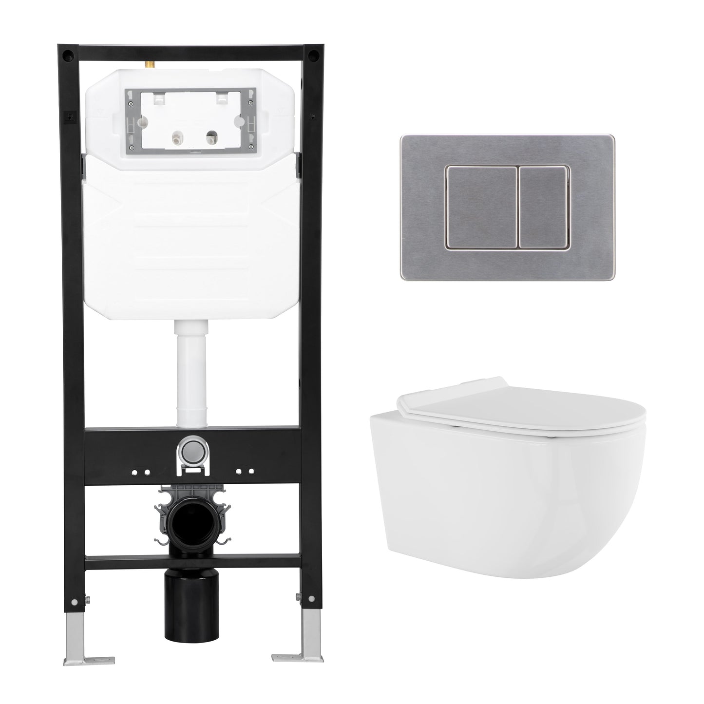 Eridanus Capri Crisp White Elongated Custom height Wall-hung Rough-In 1.6 GPF Dual Flush Soft Close 2-piece Toilet