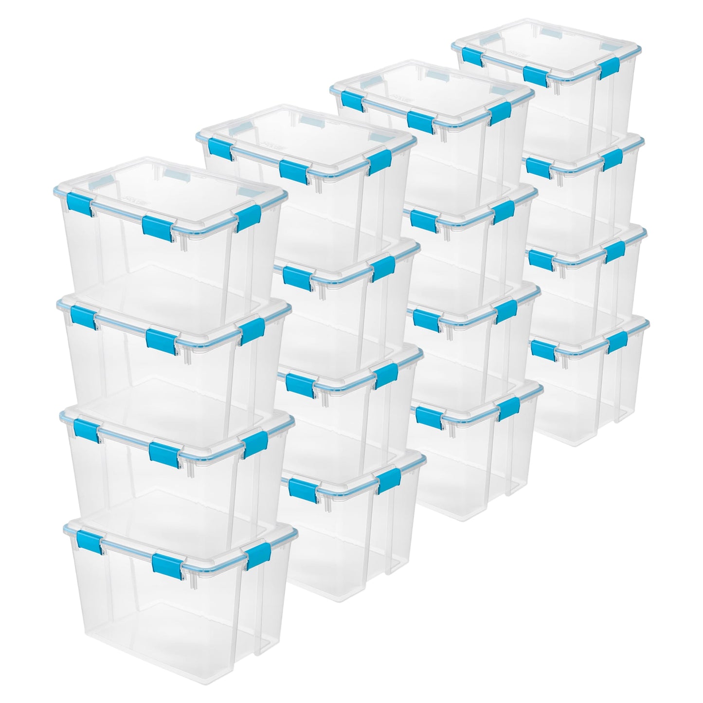 Sterilite 80-Qt Clear Plastic Stackable Storage Bin w/ Gasket Latch Lid 16 Pack