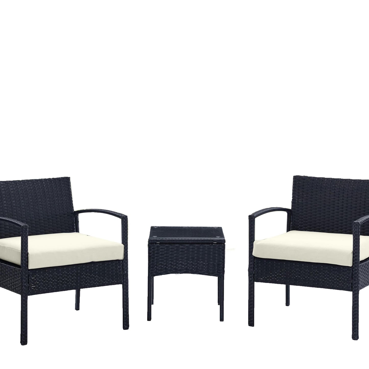 Lycvki 3 -Piece Patio Conversation Set with Gray Cushions