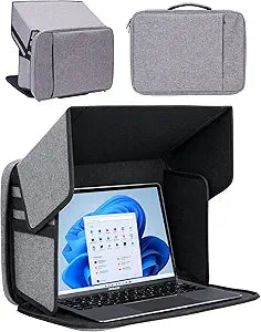 Outdoor Laptop Sun Shade - Rigid Hard-Shell Laptop Sunshade for Working Outside, Anti-Glare 2-in-1 Sleeve for 1215†Laptops, Computer Tent for Working Outside