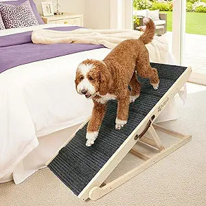 Wide Dog Ramp for Bed Couch Folding Dog Ramps for Large Dogs Up to 200 lbs, 43.3' Long Pet Ramp Adjustable Height Up to 24