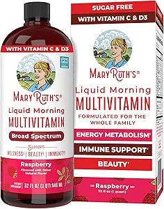 MARYRUTH'S Liquid Morning Multivitamin for Women, Men & Kids | Vitamin A C D E B6 B12 Biotin Zinc | Beauty | Vegan | Non-GMO | Gluten Free | 32 Servings